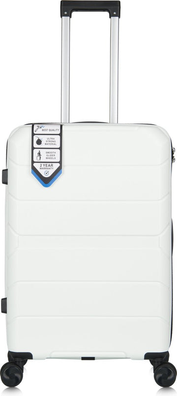 Traveller M-Series Reiskoffer 24' - 65L - 66x43x26 cm - Lichtgewicht Harde Koffer - Wit - Met Ingebouwd TSA Slot - Ideaal voor Vliegtuig en Vakanties