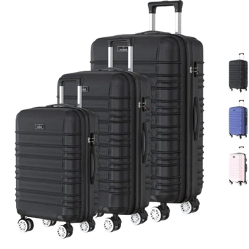 Voyagoux® AVALON – Travel Suitcase Set – Black