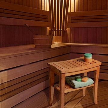 Decopatent® Bamboe Badkamer Sauna bankje - 48cm - Met opbergruimte