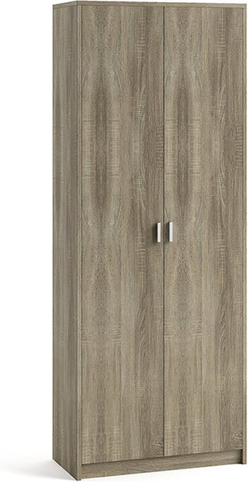 Hoge dichte kast Edwin Sonoma - Breedte 75 cm - Hoogte 194 cm - Diepte 36 cm - Met planken - Met openslaande deuren