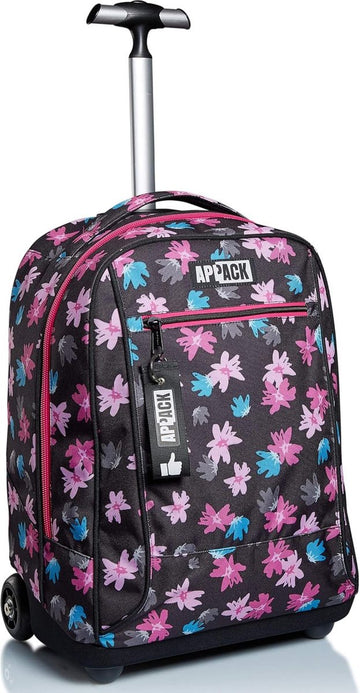 Trolley, 2 in 1, schooltas op wielen, rugzak met trolleyfunctie voor kinderen, vanaf groep 1, voor school, reizen, meisjes & jongens; veelkleurig