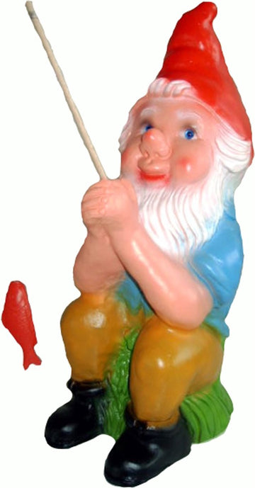 Tuinkabouter - Vissend - 37 cm - Kunststof - voor binnen en buiten - grappige tuinkabouter