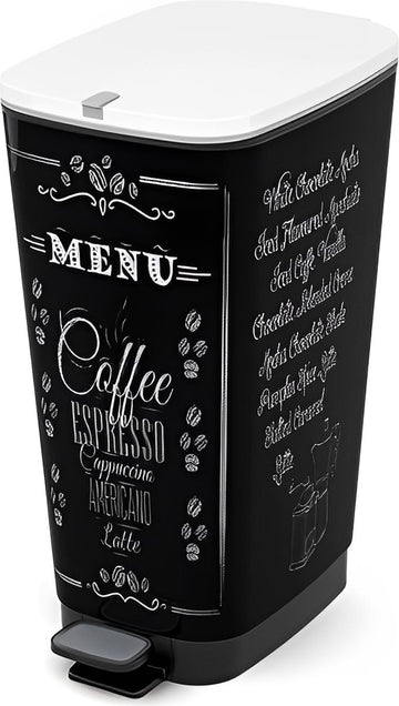Afvalbak Chic 50 liter in zwart/wit, plastic, 29x44,5 x 60,5 cm, Made in Italy