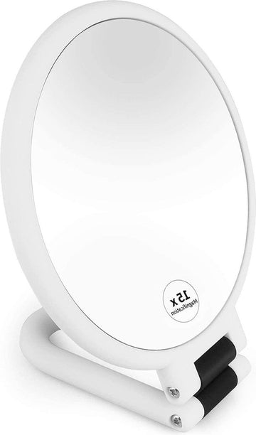 Make-up Spiegel Handheld Opvouwbaar Reisspiegel voor Vrouwen en Mannen - 15X Vergrotende Spiegel Dubbelzijdig
