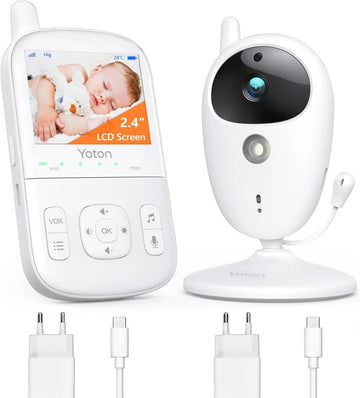 Babyfoon camera met 2,7 inch LCD scherm, nachtzicht en temperatuurbewaking - Tweeweggesprek en USB-C oplaadkabel inbegrepen