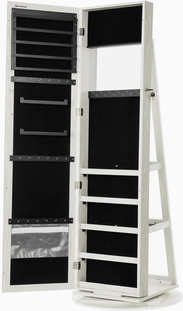sieradenkast met 160 cm hoge spiegel afsluitbaar 360° draaibaar met ladderrek JBC62W