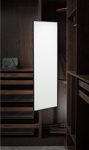 Eleganca uittrekbare kledingkastspiegel – 120x35cm – 35cm uittrekbaar – passpiegel met montagemateriaal – deurspiegel voor de slaapkamer of badkamer - zwart