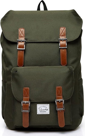 Outdoor Canvas Rugzak, Waterdicht Reizen Wandelen Kamperen Rugzak Tas, Grote Casual Dagrugzak, College School Rugtas, Schoudertas voor 15" Laptop Tablets