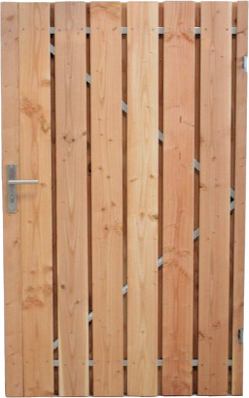 Douglas tuinpoort schuttingdeur incl cilinderslot en stalen frame 100 x 180 ( rechtsdraaiend)