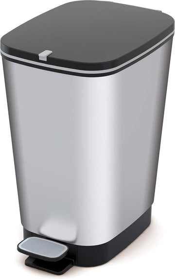 Afvalbak Chic 50 liter in Zilver, plastic, 29x44,5 x 60,5 cm, Made in Italy