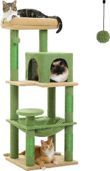 Luxe Kattenboom - Krabpaal voor Katten - Kattenhuis - Kattenmeubel - Katten Toren - Groen - 41x45x116cm