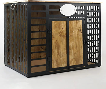 Hondenbench - Hondenhok - Houten Hondenbench - Hondenhuisjes voor binnen - Zwart - MEDIUM - 90x72x68 cm