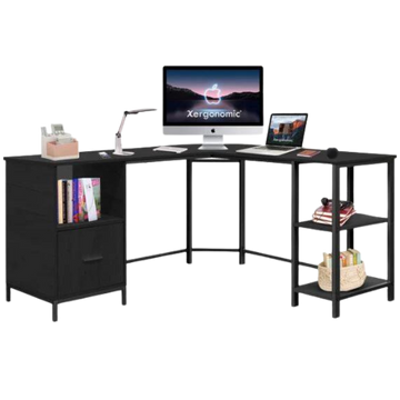 Xergonomic Industrial Corner Desk With Cabinet