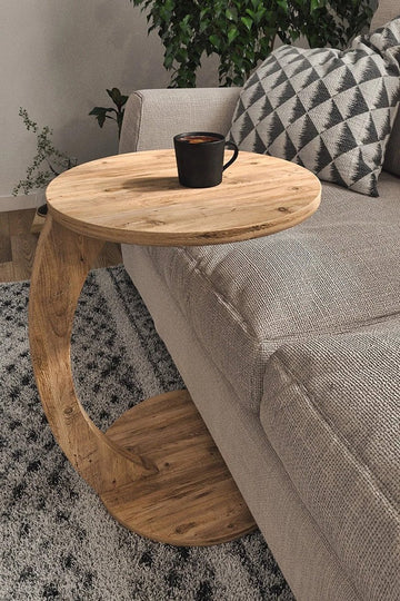 Bijzettafel - Bijzettafel met wielen - Bedtafeltje met Wielen - Tafeltje op Wieltjes - Ronde Bijzettafel