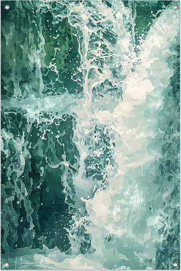 Waterval tuinposter - Natuur poster - Tuinposter Schuim - Muurdecoratie buiten - Buitenschilderij schutting - Tuin decoratie tuinposter 100x150 cm