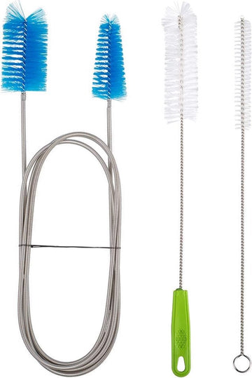 Flexibele afvoerborstel, 67 inch dubbel uiteinde, roestvrij staal, lange pijpreiniger met 2 stuks 10 inch stroreinigingsborstels voor aquaria, slangen, glazen pijp, douchegootsteen, afvoer, keuken, verpakking