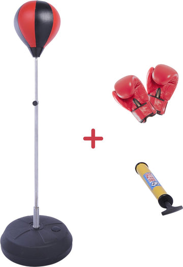 Boksballenset met pomp - Bokshandschoenen - Bokszak - Boksbal - Boksen - Speelgoed - Rood/zwart