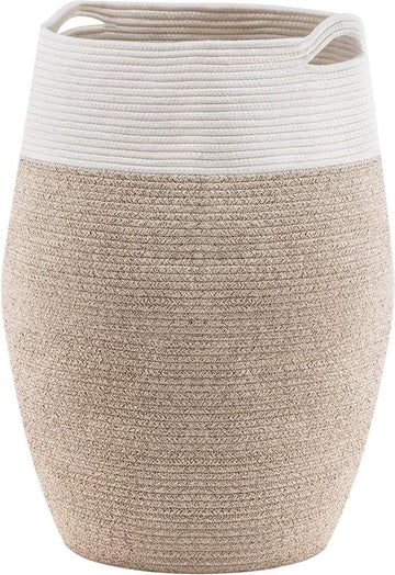 Wasmand Grote geweven katoenen touw mand voor wasgoed - Wasmand voor wasserette of slaapkamer - Hoogte 256 cm - Bruin. wasmand