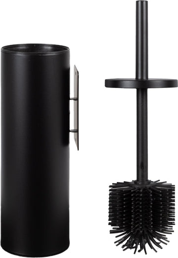 Eleganca Toiletborstel Siliconen met Houder - H37xØ9 cm - WC Borstel - Wandmontage - Sneldrogend en Hygiënisch - Zwart