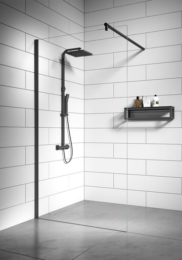 Badplaats Douchewand Florida 90 x 200 cm - Zwart – Inloopdouche 8 mm Veiligheidsglas