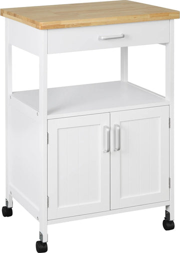 Keukentrolley - Met wieltjes - Bijzettafel - Serveerwagen - Trolley voor Keuken - Kruidenrek - Opbergrek - Wit - Oak