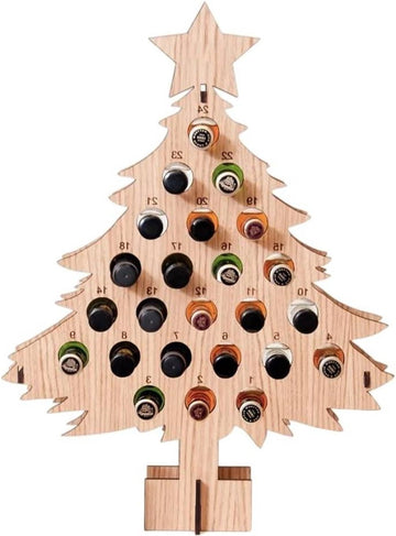 Stapelbaar wijnrek adventskalender 24 houten kerstboom wijnhouder - Kerstmis wijn staande organizer - opslag plank - aanrecht organiser