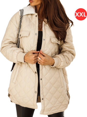 Winterjas - Parka Dames Winterjas - Winter - Volwassen - Stijlvol - Beige - Maat XXL