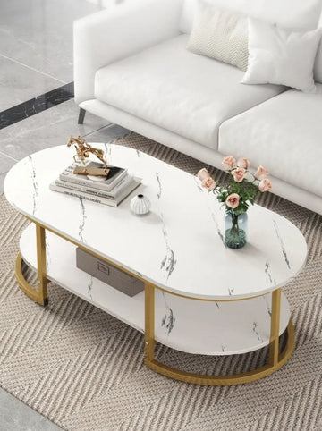Salontafel - Marmer - wit- Goud - Alles inbegrepen
