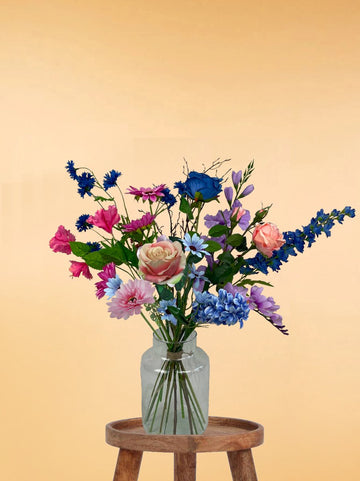 Zijden Boeket – 70-80 cm hoog – 16 stelen - doe-het-zelf boeket – DIY – alle kunstbloemen los geleverd – Lente – multi color – Exclusief vaas – Plukboeket - Veldboeket – Kunstbloemen - nep bloemen - nepbloemen - kunstplanten