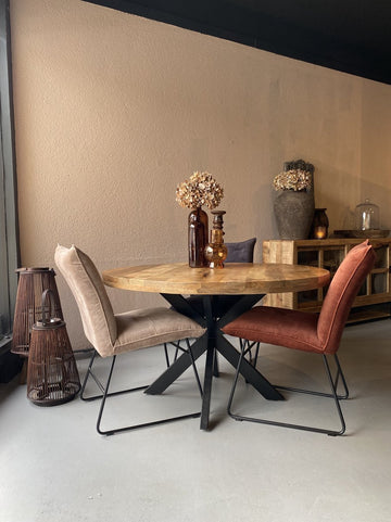 Ronde tafel spin poot - 150 cm mango hout