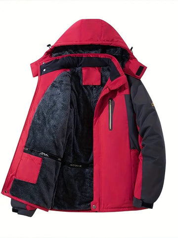Heren Winter Waterdicht Winddicht Winterjack Warme Fleece Voering Ski Regenjas met Capuchon