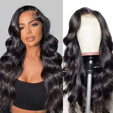 Pruiken Dames Echt Haar - Pruiken Dames Lang Haar - Pruik Zwart - 40 cm