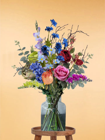 Zijden Boeket – 70-80 cm hoog – 20 stelen - doe-het-zelf boeket – DIY – alle kunstbloemen los geleverd – Lente – multi color – Exclusief vaas – Plukboeket - Veldboeket – Kunstbloemen
