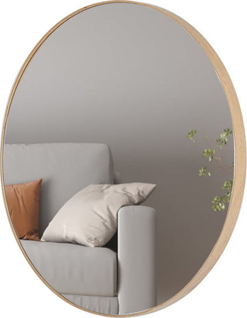 Spiegel Camille Eiken - MDF Spiegel - Rond - Breedte 80 cm - Hoogte 80 cm - Diepte 4 cm