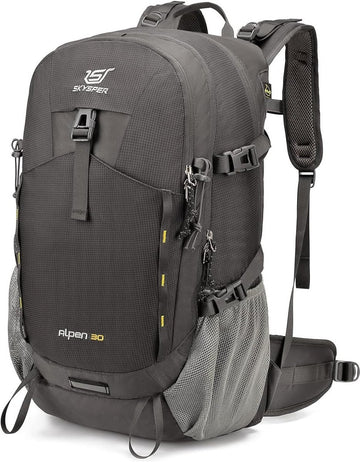 Wandelrugzak, 30 liter, trekkingrugzak, waterdicht, met rugventilatie en mesh-rug, dagtochten met heupriem, voor outdoor, dagrugzak