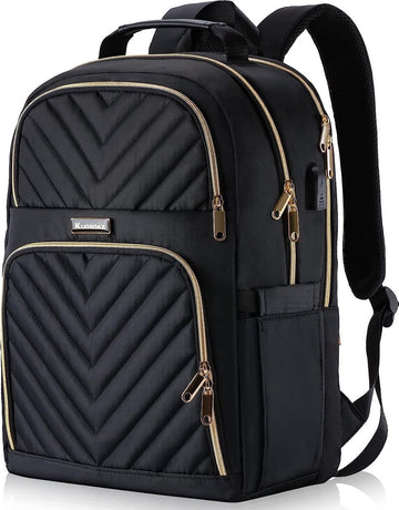 Rugzak voor dames, 15,6 inch, schoolrugzak, meisjes, tieners, met USB-oplaadaansluiting, laptoprugzak, stijlvolle dagrugzak, waterdicht, voor school, universiteit, reizen, werk