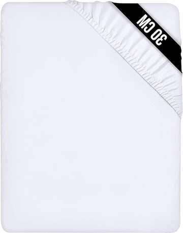 Hoeslaken 160x200 tot 30 cm Matrashoogte Wit Zachte Geborstelde Microvezel Stof Krimp en Vervaagt Bestendig Eenvoudig Onderhoud - HTML Content Needed matrasovertrek