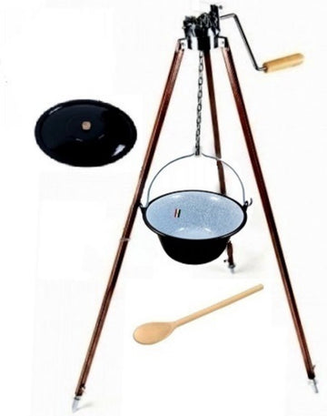 DRIEPOOT SET STANDAARD met pan en deksel! Hongaarse ketel. Made in Hongarije. Heksenketel