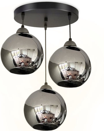 Hanglamp Industrieel voor Eetkamer, Slaapkamer, Woonkamer - Glass Serie - Bollamp 4-lichts excl. lichtbron - Smoke - 3 Bol