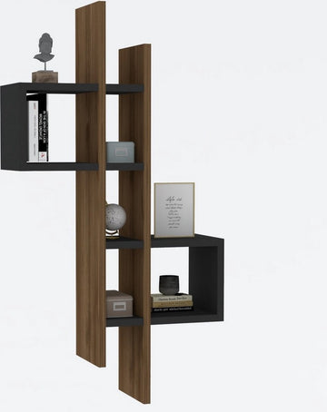 Asir Moderne Eikenkleurig / Antraciet Wandplank | Extra Opbergruimte | Multifunctioneel Ontwerp
