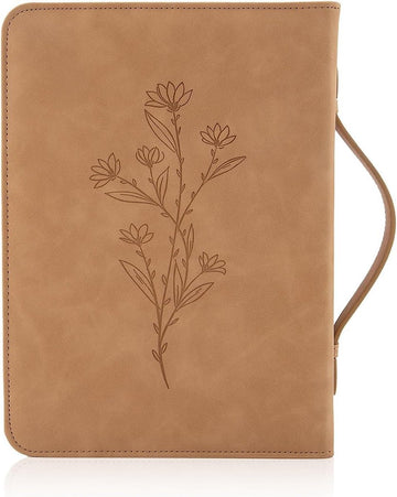 Minimalistisch design waterdichte bloemenbijbelhoes met afneembare polsband - PU-lederen Bijbelhoes