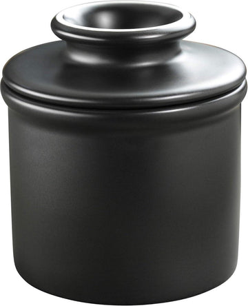 Franse keramische boterschaal klassieke retro matte afwerking zwart - Butter Bell Original Crock van L. Tremain butter dish with lid