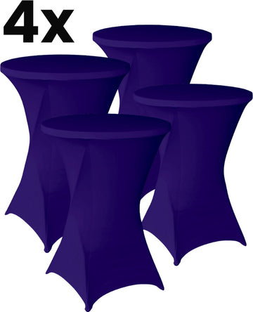 Statafelrok Paars 4x – Extra dik & Sterk - ∅80-85 x 110 cm – Tafelhoezen voor Statafel – Partytafel Tafelrok – Stretch 4 stuks Statafelhoes - Sta Tafel Hoes - Staantafelhoes – Trouwerij - Rebuust en weerbestendig – Cocktailparty