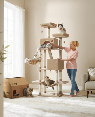 Krabpaal voor zware katten - Hoge krabpaal - Krabpaal boomstam - Krabpaal voor grote katten - Kat toren - Krabpaal plafond - Stevige krabpaal - Krabpaal voor katten - XXL - Katten verblijf