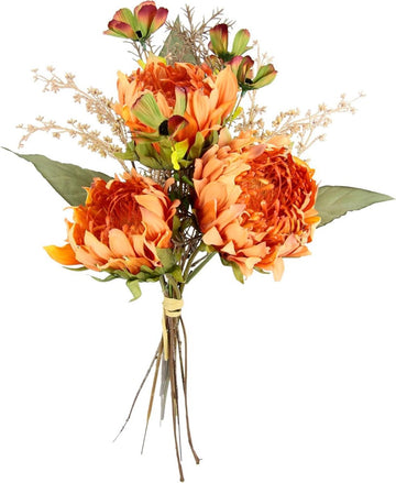 Kunstboeket Protea 43 cm boeket artisjok distel zijden bloem kunstbloem decoratie herfst bruiloft huis - herfstdecoratie nepbloem oranje kunstboeket
