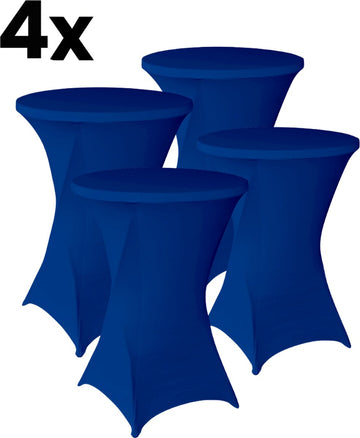 Statafelrok Blauw 4x – Extra dik & Sterk - ∅80-85 x 110 cm – Tafelhoezen voor Statafel – Partytafel Tafelrok – Stretch 4 stuks Statafelhoes - Sta Tafel Hoes - Staantafelhoes – Trouwerij - Rebuust en weerbestendig – Cocktailparty