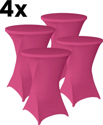 Statafelrok Roze 4x – Extra dik & Sterk - ∅80-85 x 110 cm – Tafelhoezen voor Statafel – Partytafel Tafelrok – Stretch 4 stuks Statafelhoes - Sta Tafel Hoes - Staantafelhoes – Trouwerij - Rebuust en weerbestendig – Cocktailparty