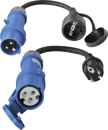 2 x adapterkabel CEE - 3 m - zwart - 230 V - 16 A - 3-polig