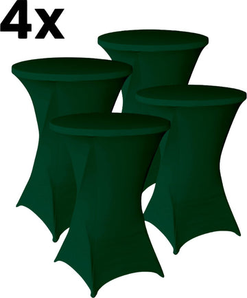 Statafelrok Donker Groen 4x – Extra dik & Sterk - ∅80-85 x 110 cm – Tafelhoezen voor Statafel – Partytafel Tafelrok – Stretch 4 stuks Statafelhoes - Sta Tafel Hoes - Staantafelhoes – Trouwerij - Rebuust en weerbestendig – Cocktailparty
