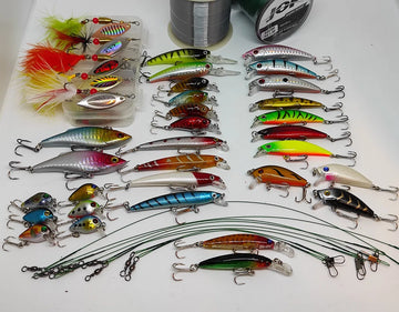 Kunstaas set - 51 delig - Alle type roofvis - 2x 300M vislijn - Pluggen - Spinners - Jerkbaits - Crankbaits - Snoek - Snoekbaars - Baars